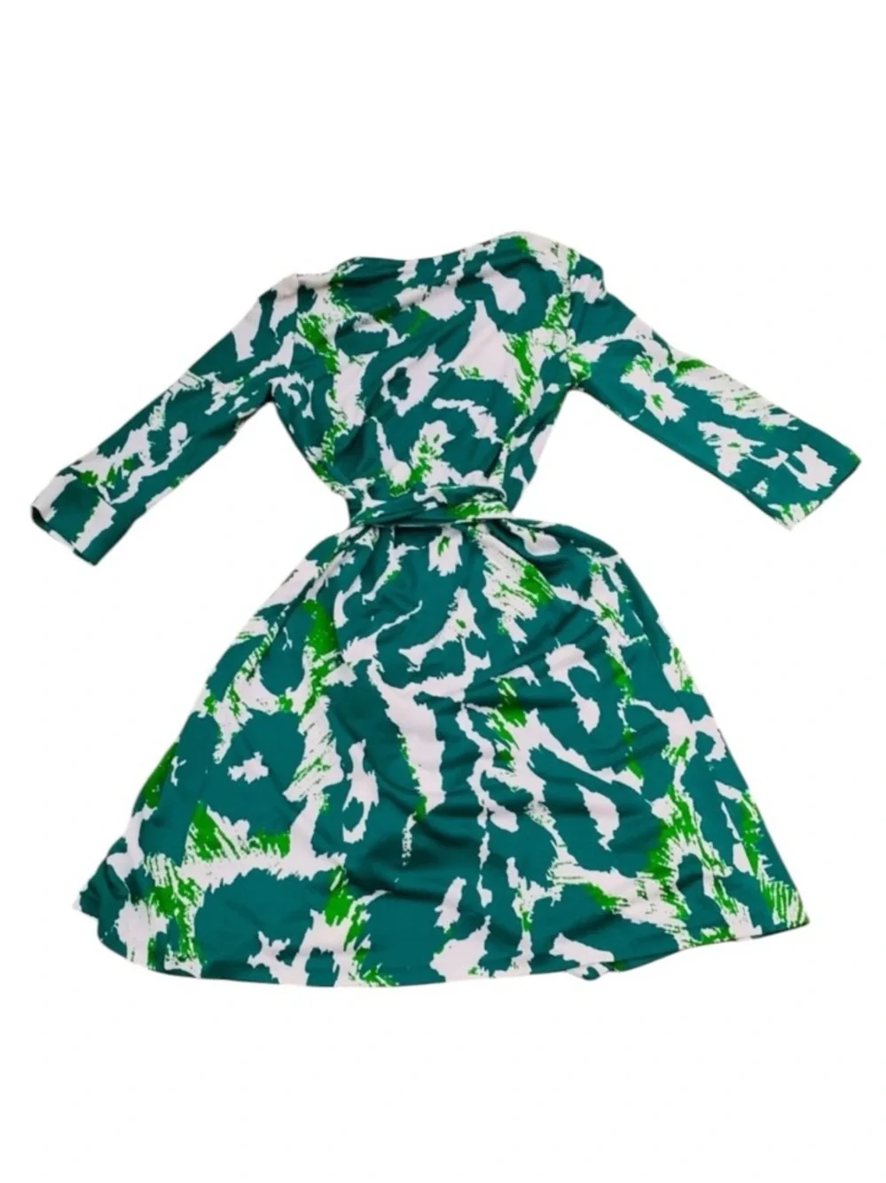 Diane Von Furstenberg DVF Julian Silk Jersey Wrap Dress Green White Print $628 - Picture 6 of 10